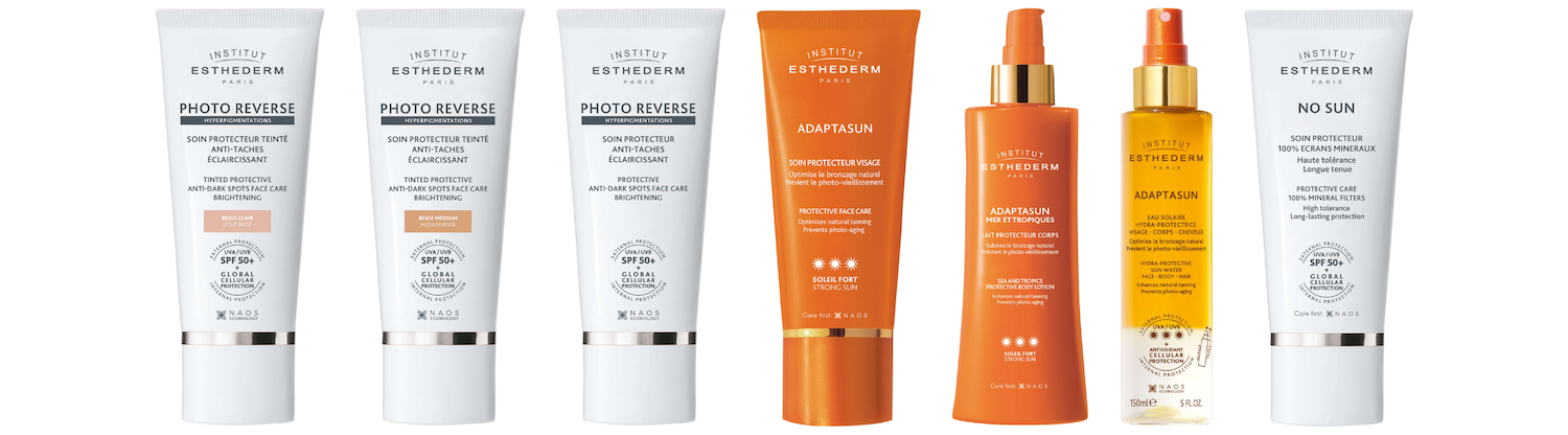 Gama solar Esthederm: Photo Reverse, Adaptasun y No Sun. Protección avanzada contra el sol y el fotoenvejecimiento.
