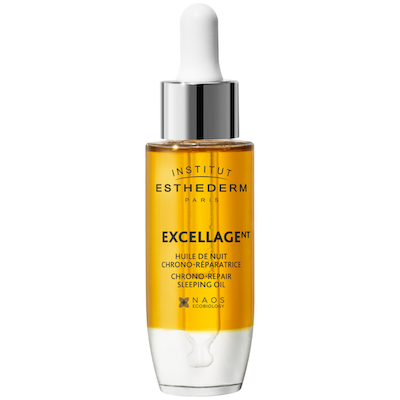 Excellageᴺᵀ Sleeping Oil: aceite nutritivo nocturno que combina tecnología avanzada y aceites biomiméticos para restaurar la función barrera, aportar confort y despertar la luminosidad al amanecer.