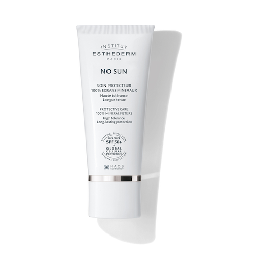 No Sun de Esthederm: protector solar 100% mineral para pieles fotosensibles, cicatrices o post-tratamientos, con alta protección y larga duración Protector solar mineral No Sun de Institut Esthederm con SPF 50+, ideal para piel sensible, cicatrices y máxima fotoprotección sin filtros químicos